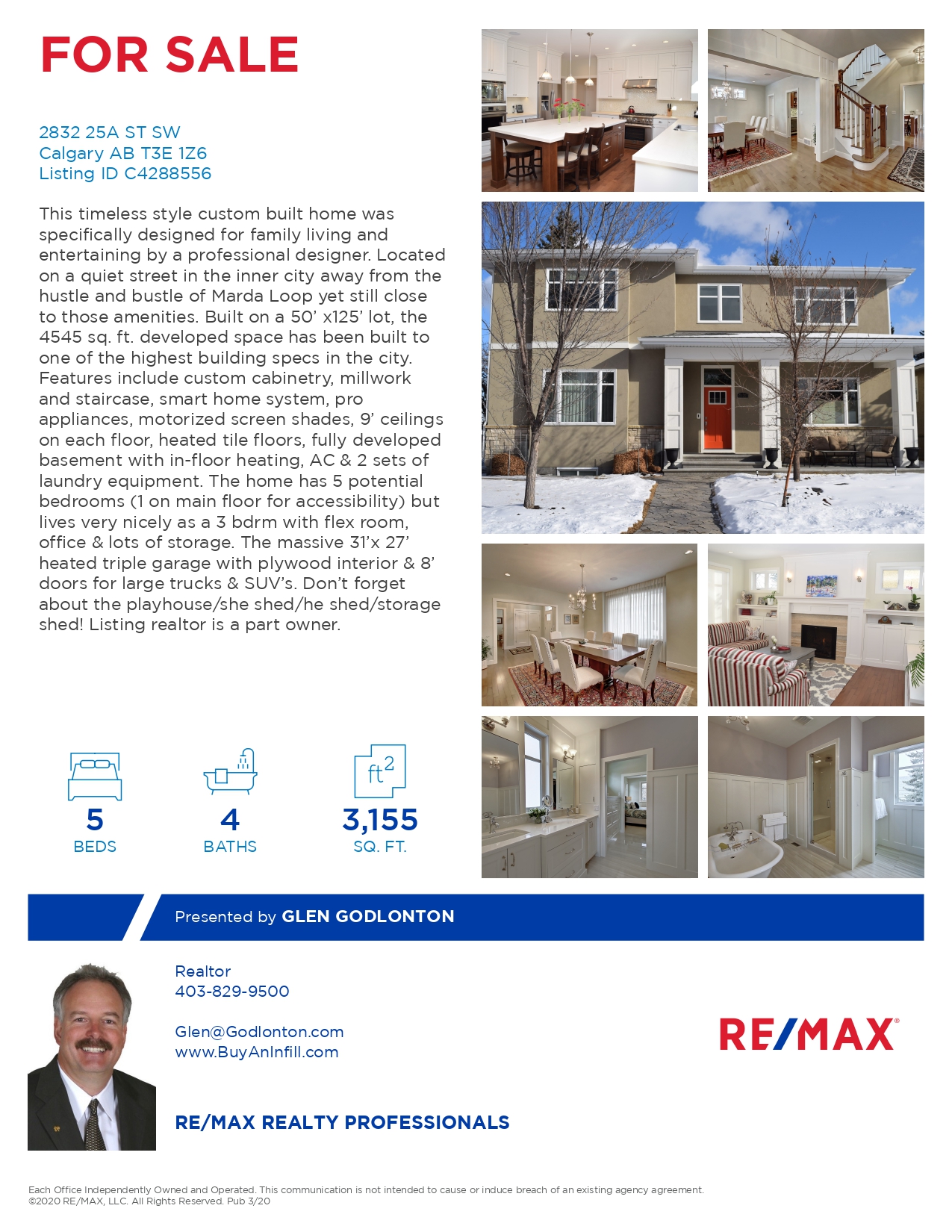 Final Feature Sheet 2832 25A St SW color NO PRICE | Richmond Executive 5 Bedroom Home